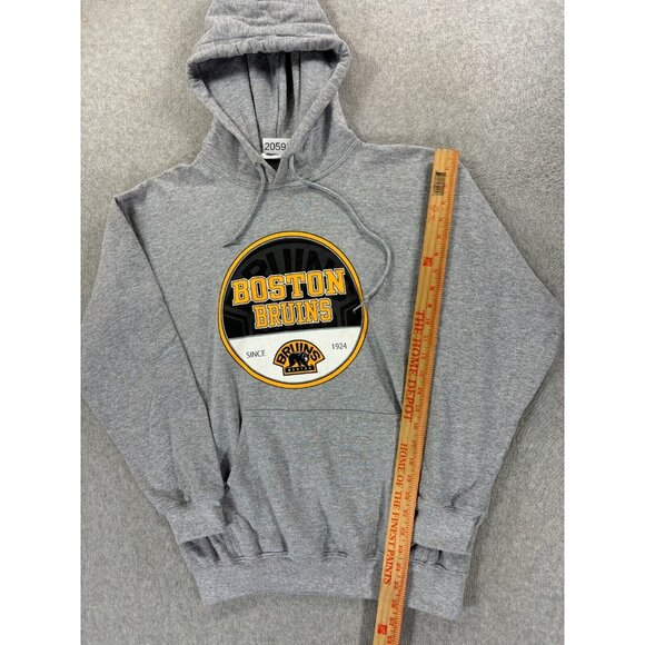 Boston‎ Bruins NHL Screened Logo Hoodie Sweatshirt (Men's Medium) Gray - Picture 7 of 13